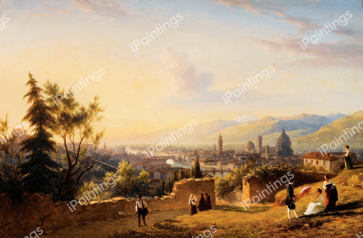 A View of Florence taken from San Miniato al Monte. The painting by Hyppolyte Sebron
