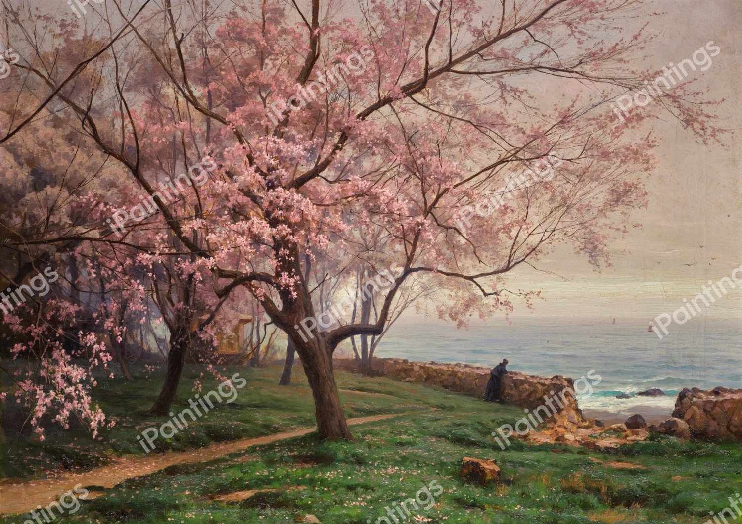 A Coastal  Spring Day in Crimea. The painting by Iosif Evstafevich Krachkovsky
