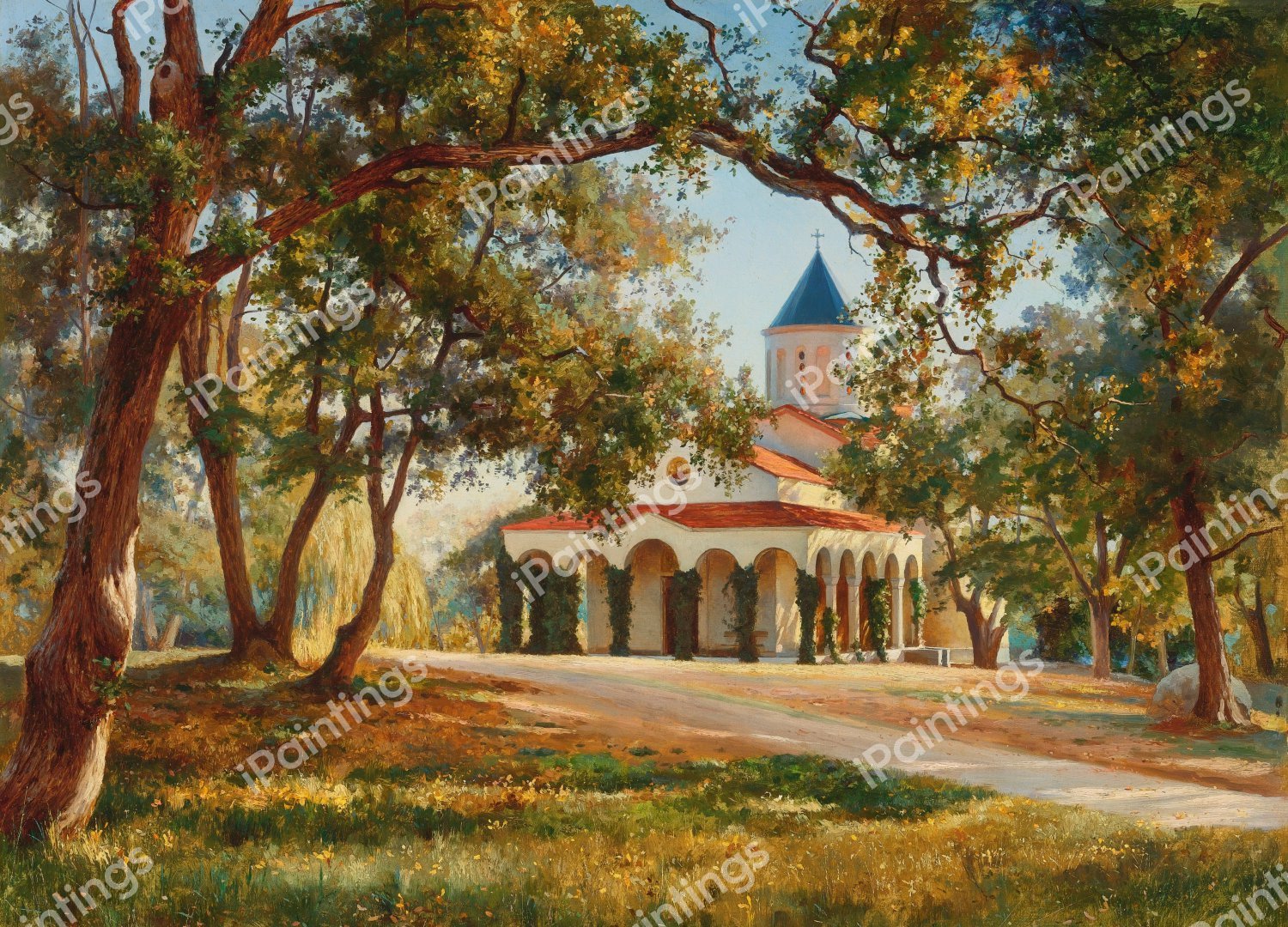 Church of the Intercession of Our Lady, Oreanda, Crimea . The painting by Iosif Evstafevich Krachkovsky