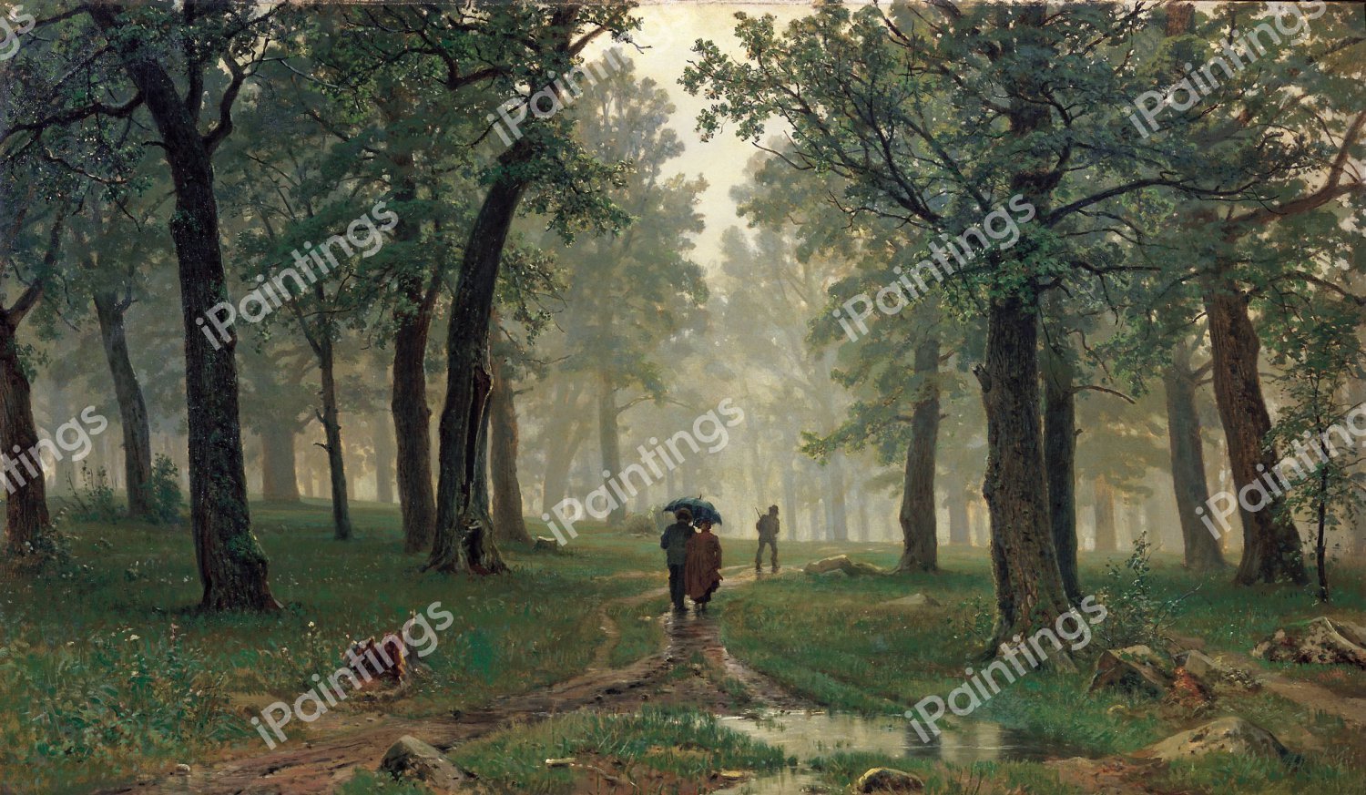 Rain in the Oak Forest. The painting by Ivan Ivanovich Shishkin