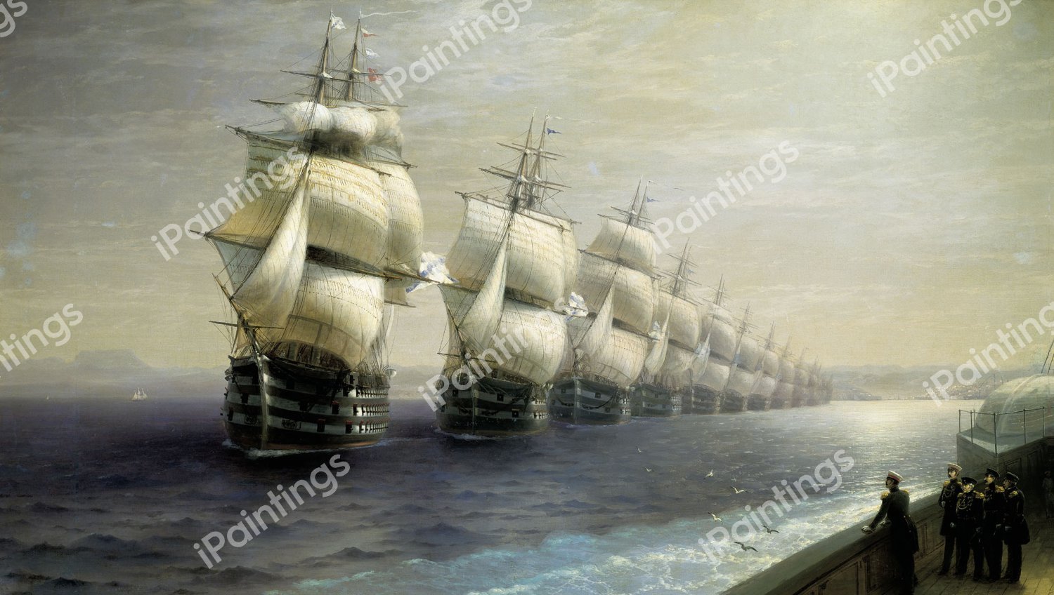 A Review of the Black Sea Fleet in 1849. The painting by Ivan Konstantinovich Aivazovsky
