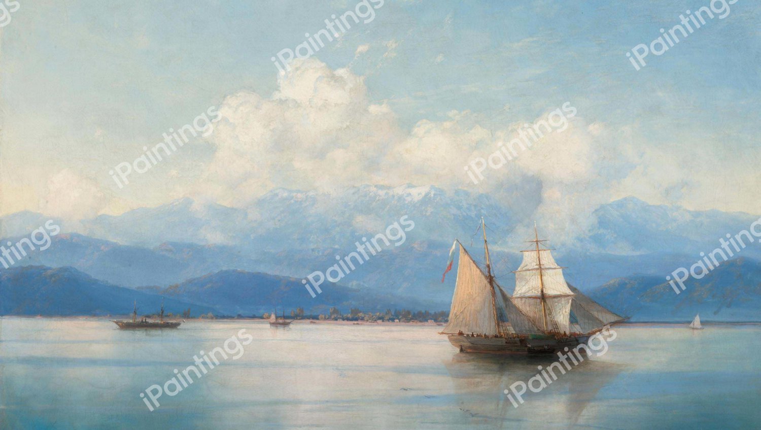 A Ship  Before the Caucasian Coast. The painting by Ivan Konstantinovich Aivazovsky