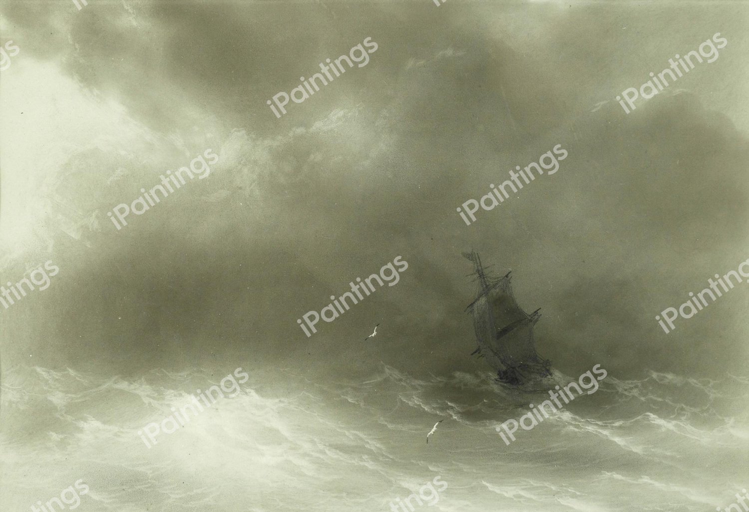 A Strong Wind. The painting by Ivan Konstantinovich Aivazovsky