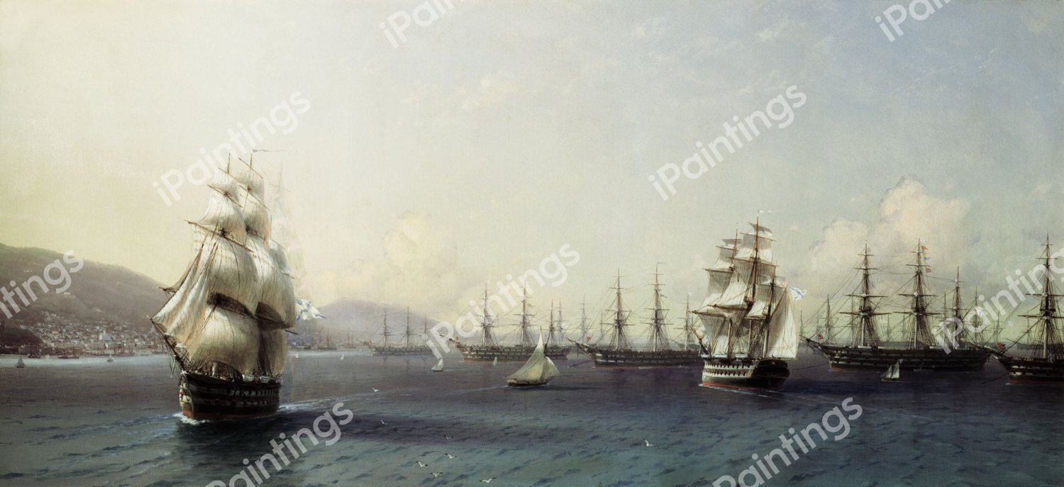 Black Sea Fleet in Feodosiya. The painting by Ivan Konstantinovich Aivazovsky