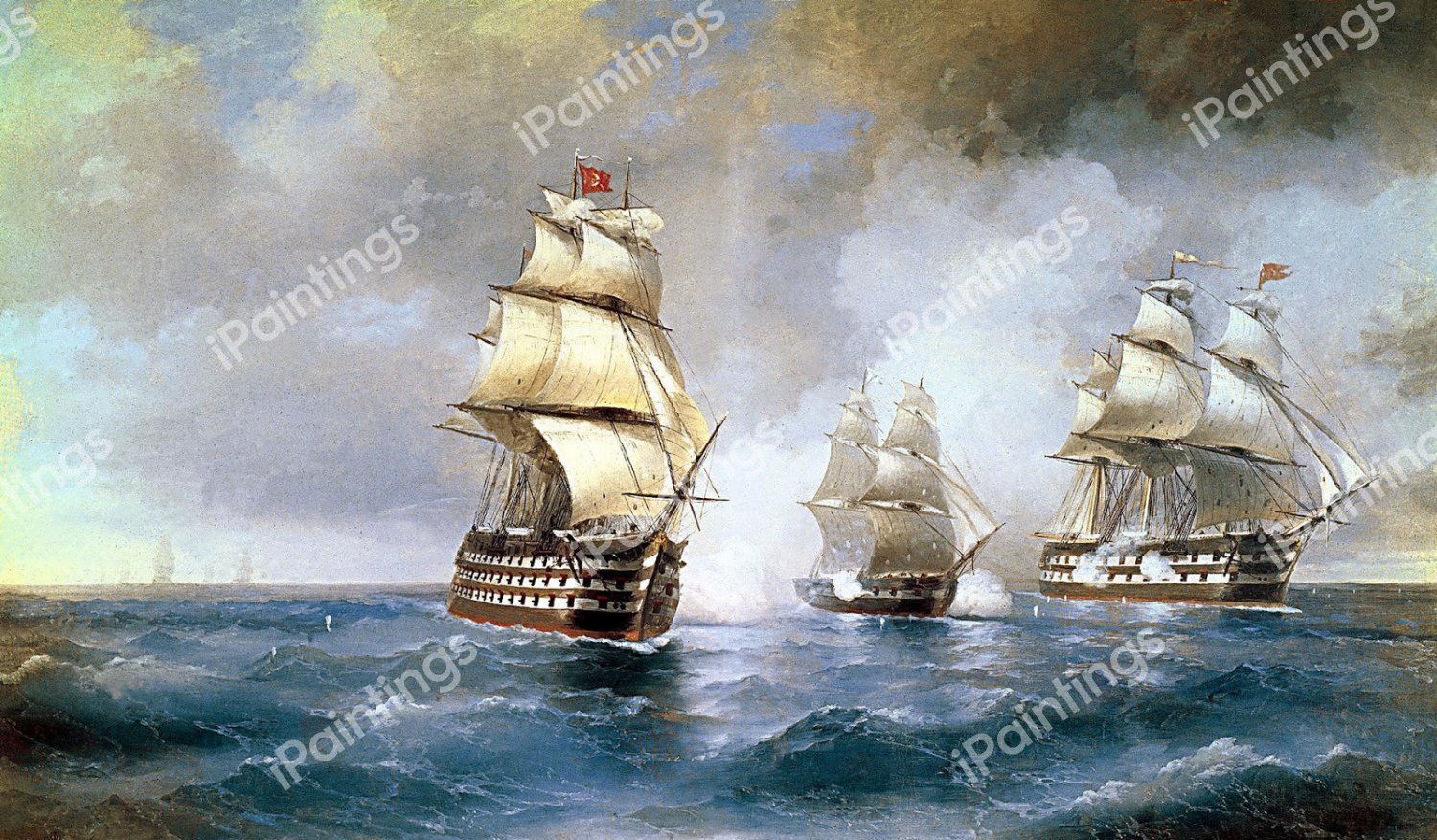 Brig Mercury Attacked by Two Turkish Ships. The painting by Ivan Konstantinovich Aivazovsky