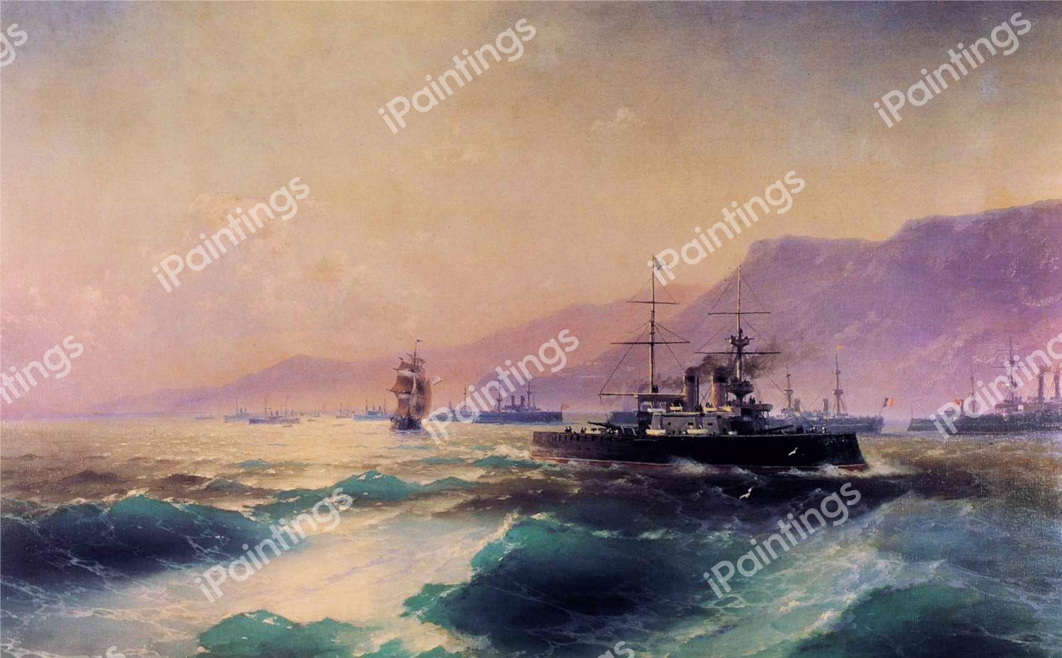 Gunboat off Crete. The painting by Ivan Konstantinovich Aivazovsky
