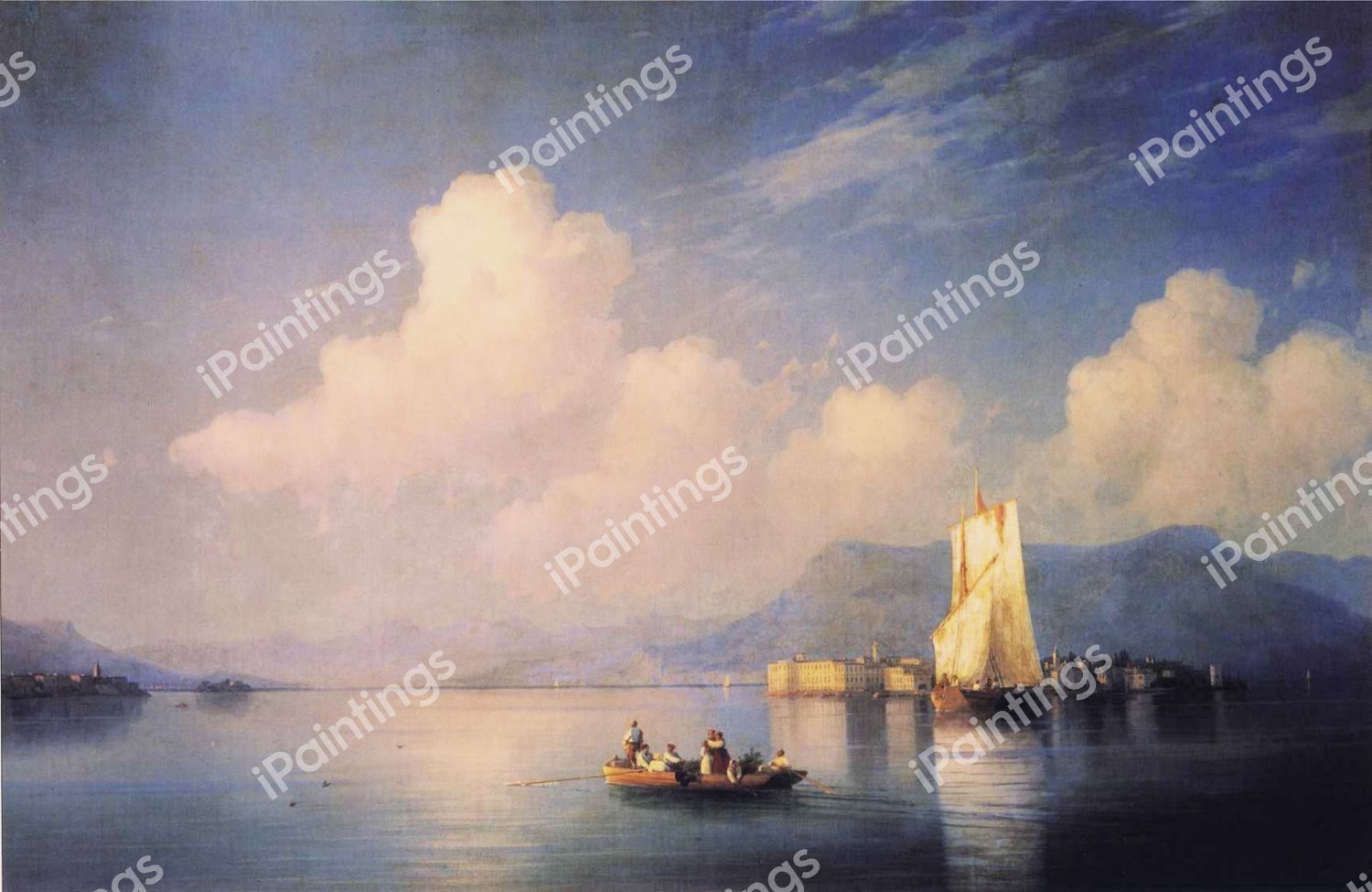 Lake Maggiore in the Evening. The painting by Ivan Konstantinovich Aivazovsky