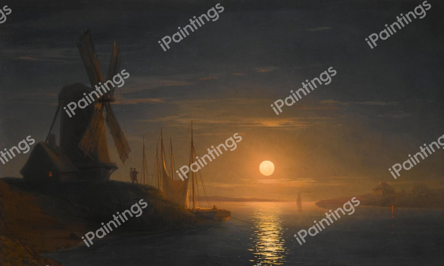 Moonlight over the Dnieper. The painting by Ivan Konstantinovich Aivazovsky