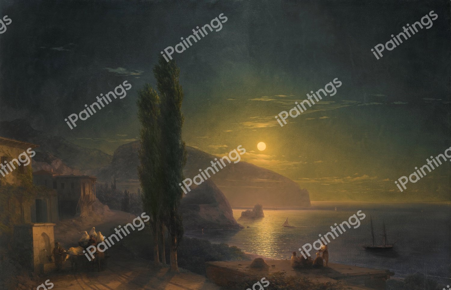 Moonrise over Ayu Dag. The painting by Ivan Konstantinovich Aivazovsky