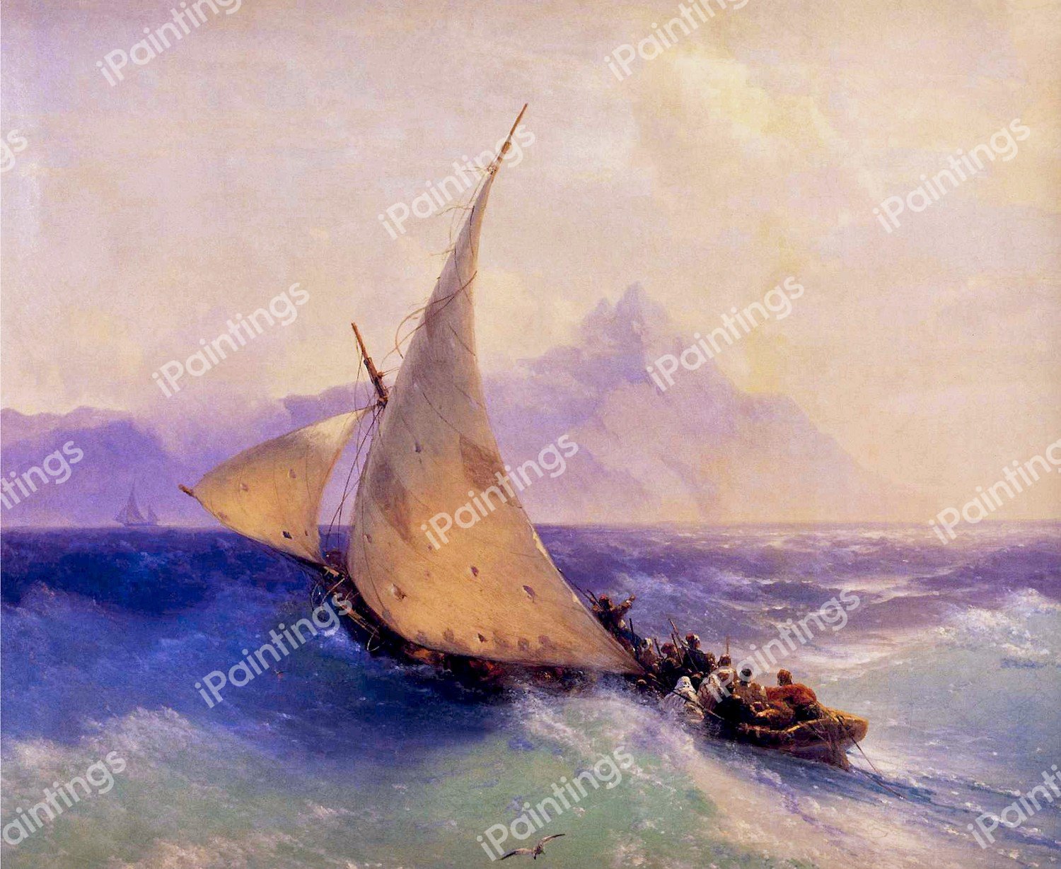Rescue at Sea. The painting by Ivan Konstantinovich Aivazovsky