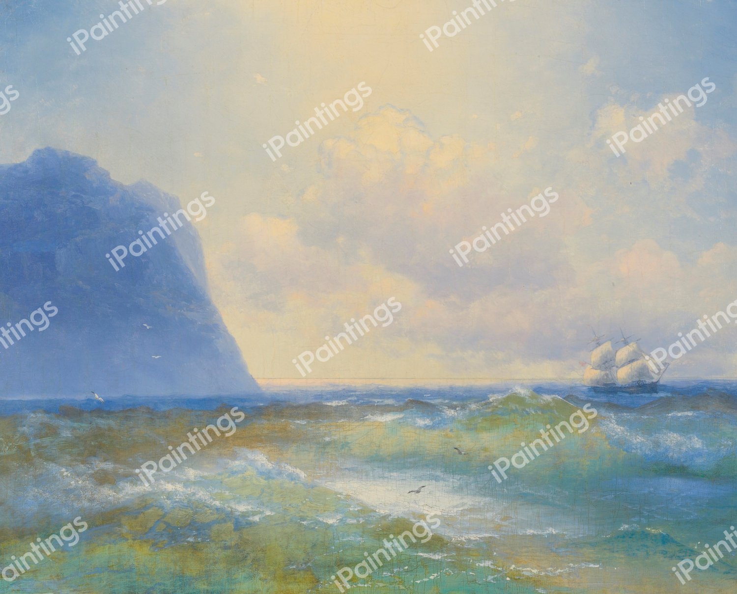 Ship at Sea. The painting by Ivan Konstantinovich Aivazovsky