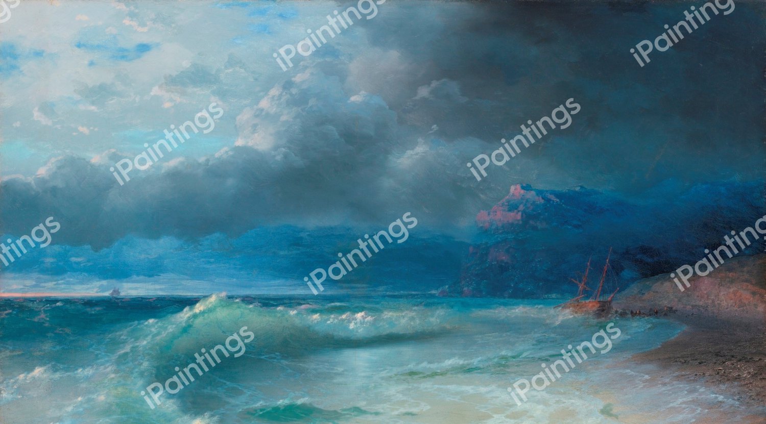 Shipwreck on a Stormy Morning. The painting by Ivan Konstantinovich Aivazovsky
