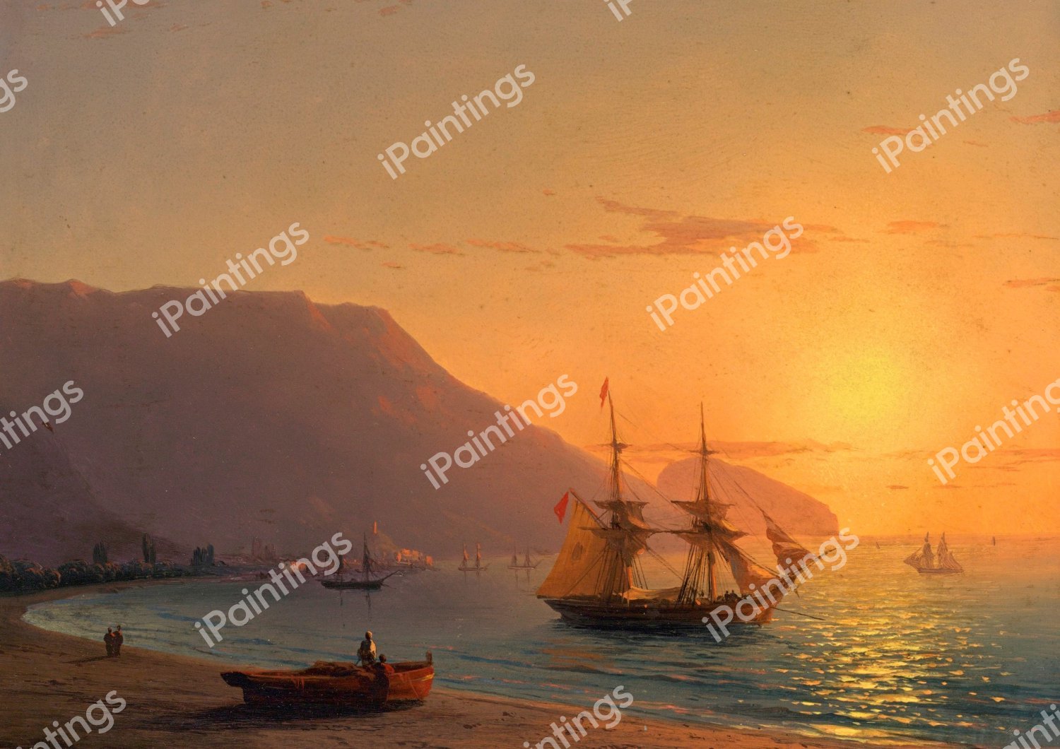 Sunset, Crimea. The painting by Ivan Konstantinovich Aivazovsky
