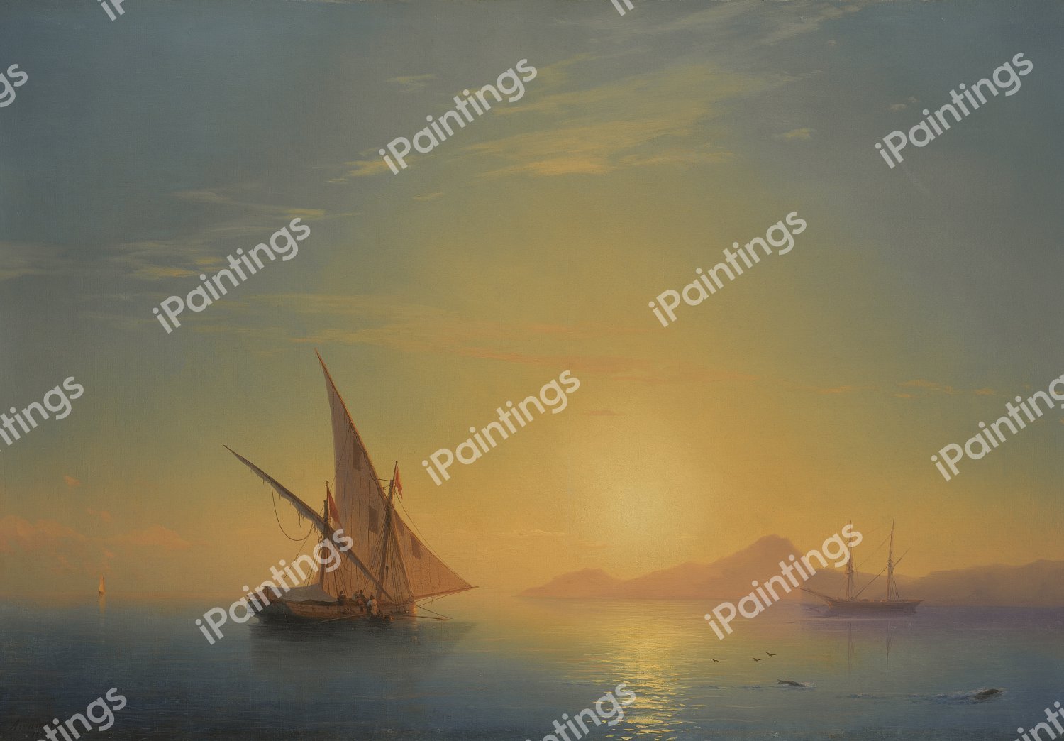 Sunset over Ischia. The painting by Ivan Konstantinovich Aivazovsky