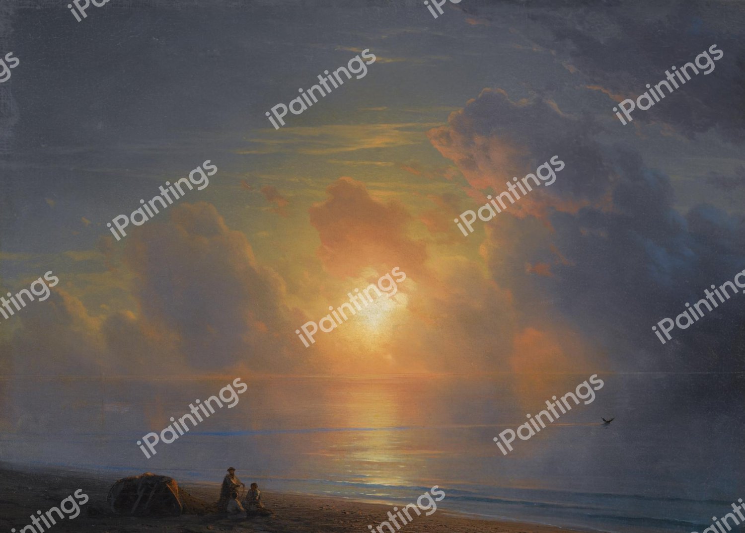 Sunset over the Crimean Coast. The painting by Ivan Konstantinovich Aivazovsky