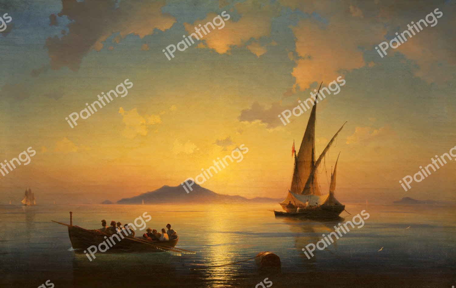 The Bay of Naples. The painting by Ivan Konstantinovich Aivazovsky