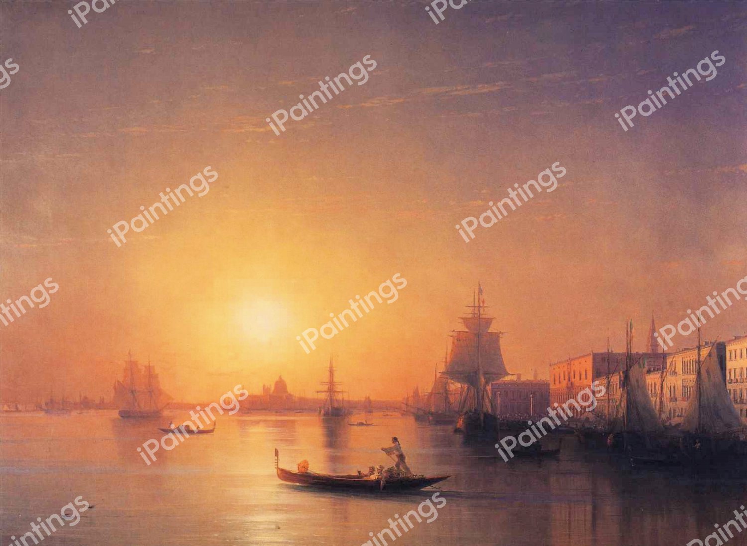 The Bay Of Naples on a Misty Morning. The painting by Ivan Konstantinovich Aivazovsky