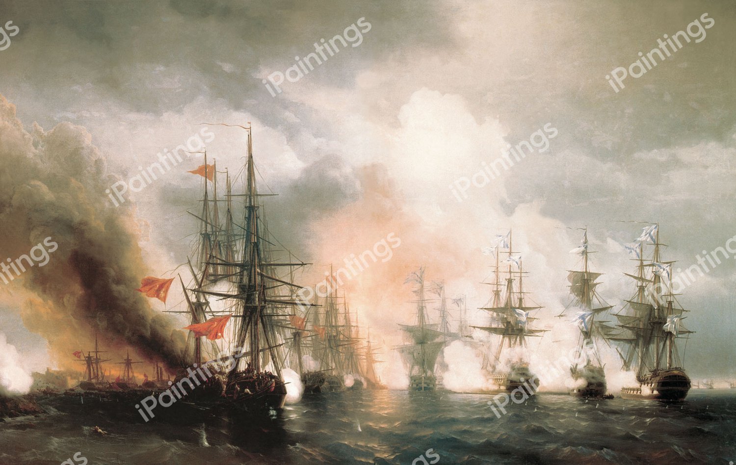The Sinopskiy Battle. The painting by Ivan Konstantinovich Aivazovsky