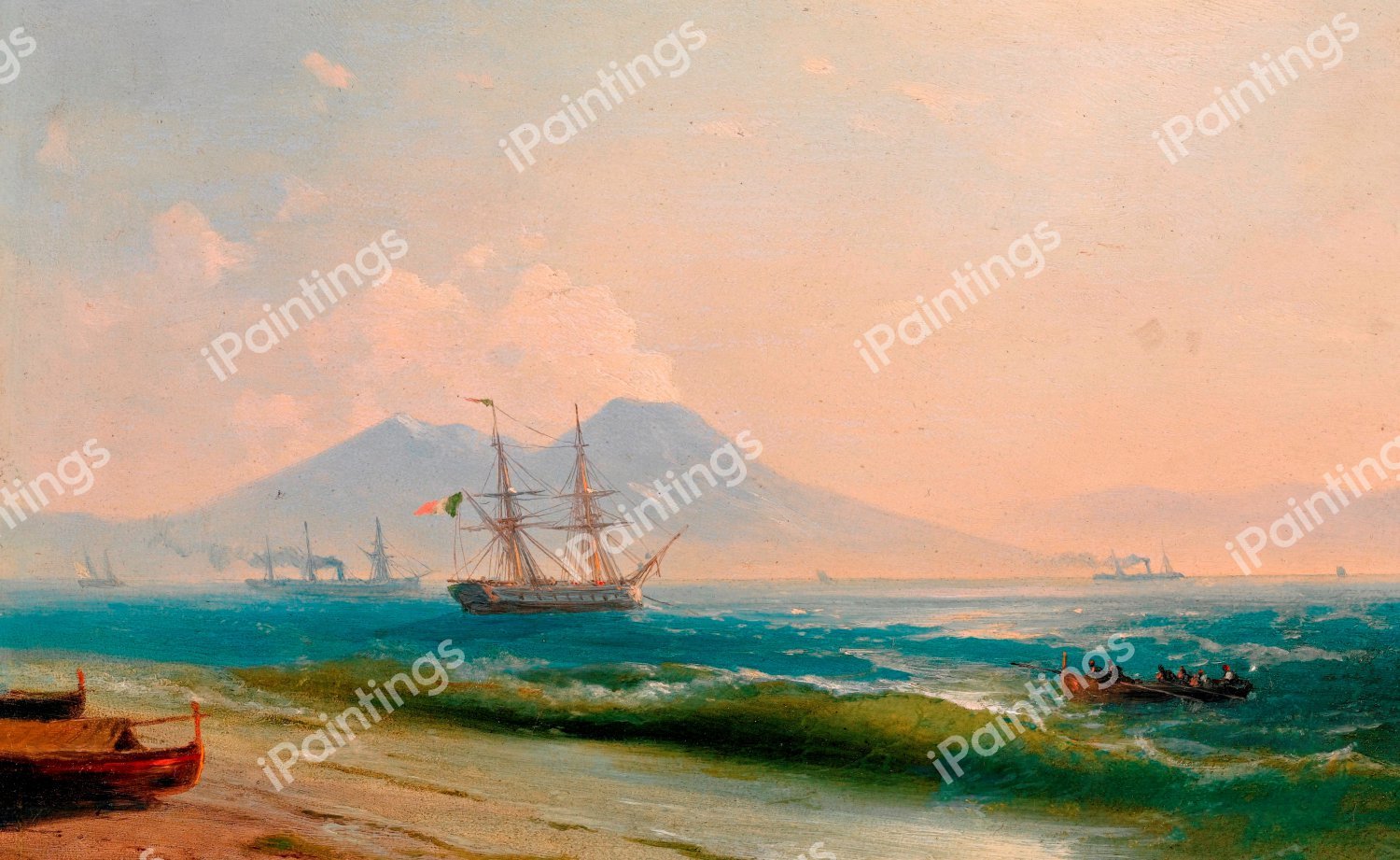 View of Vesuvius. The painting by Ivan Konstantinovich Aivazovsky
