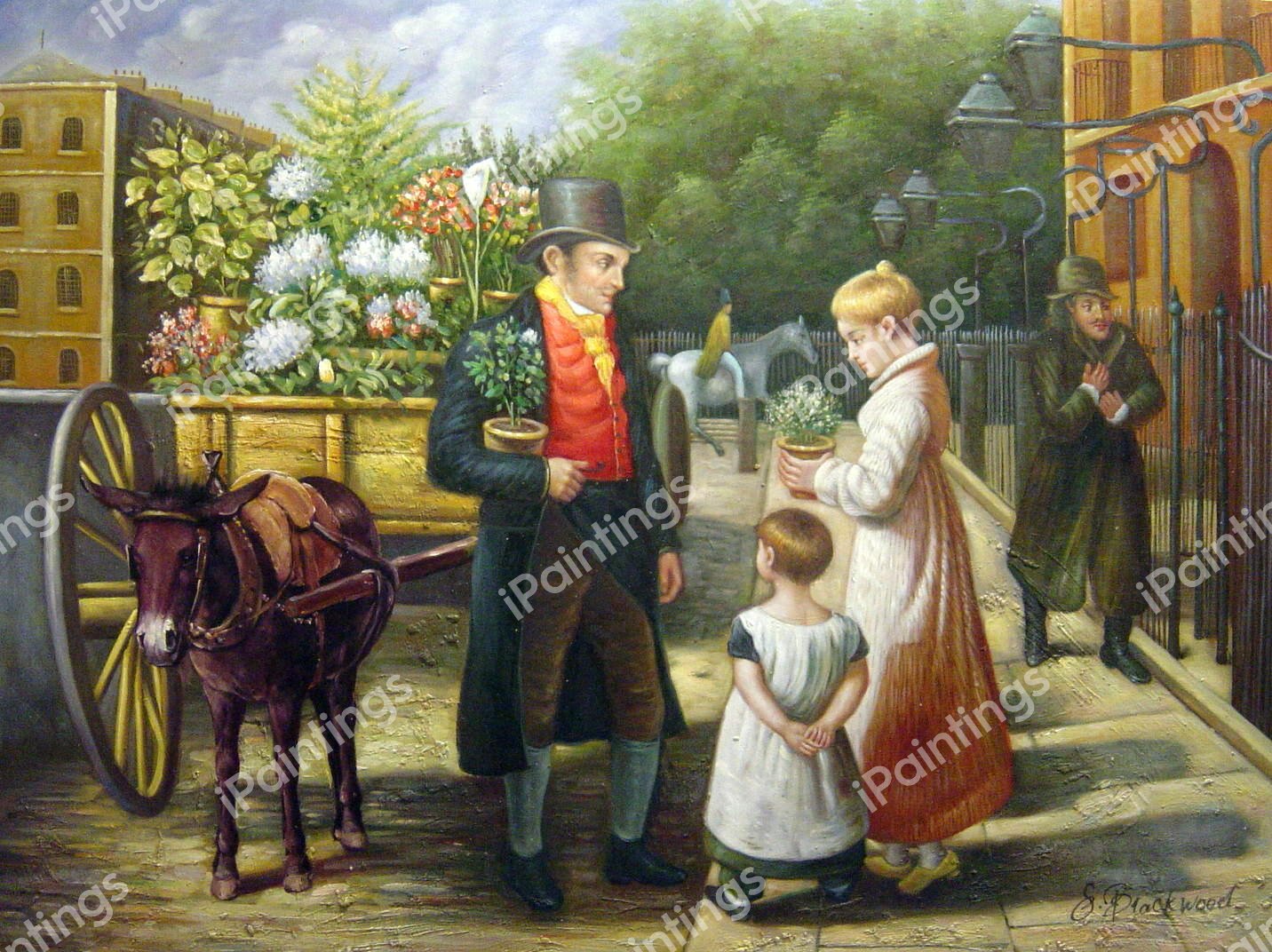The Flower Seller. The painting by Jacques-Laurent Agasse