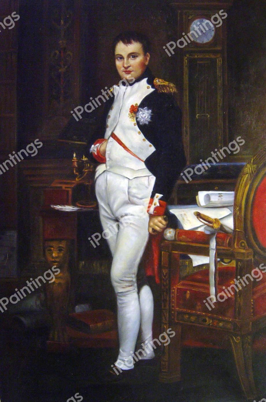 A Portrait Of Napoleon In His Study. The painting by Jacques-Louis David