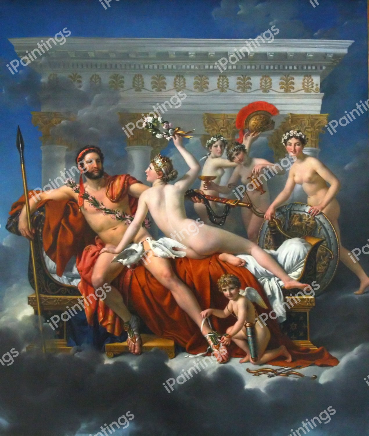 Disarming of Mars by Venus . The painting by Jacques-Louis David