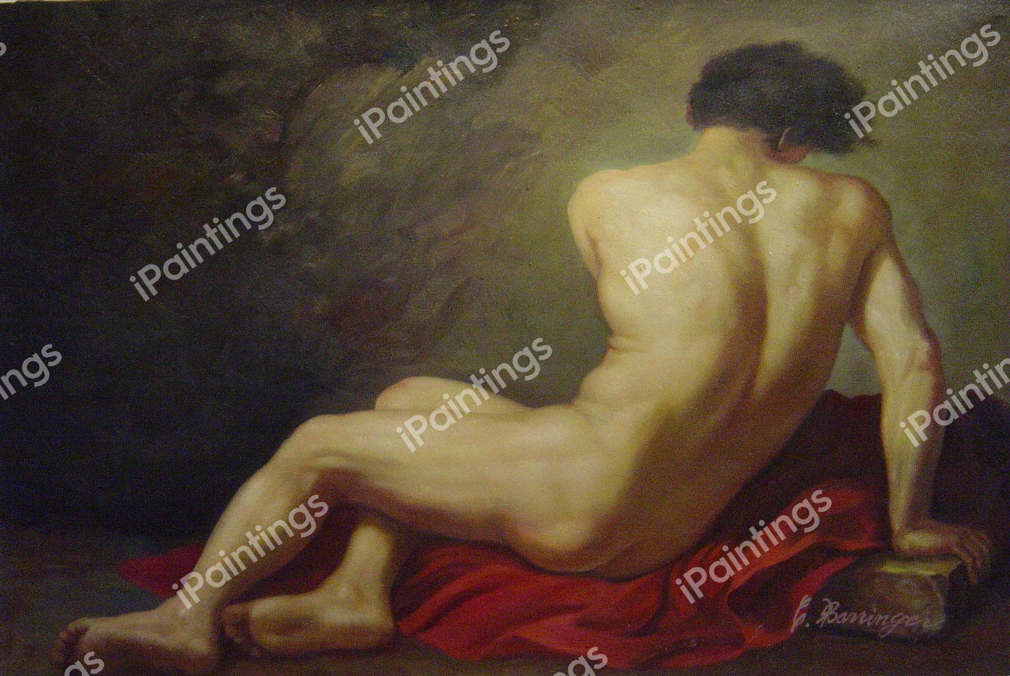 Male Nude Known As Patroclus. The painting by Jacques-Louis David