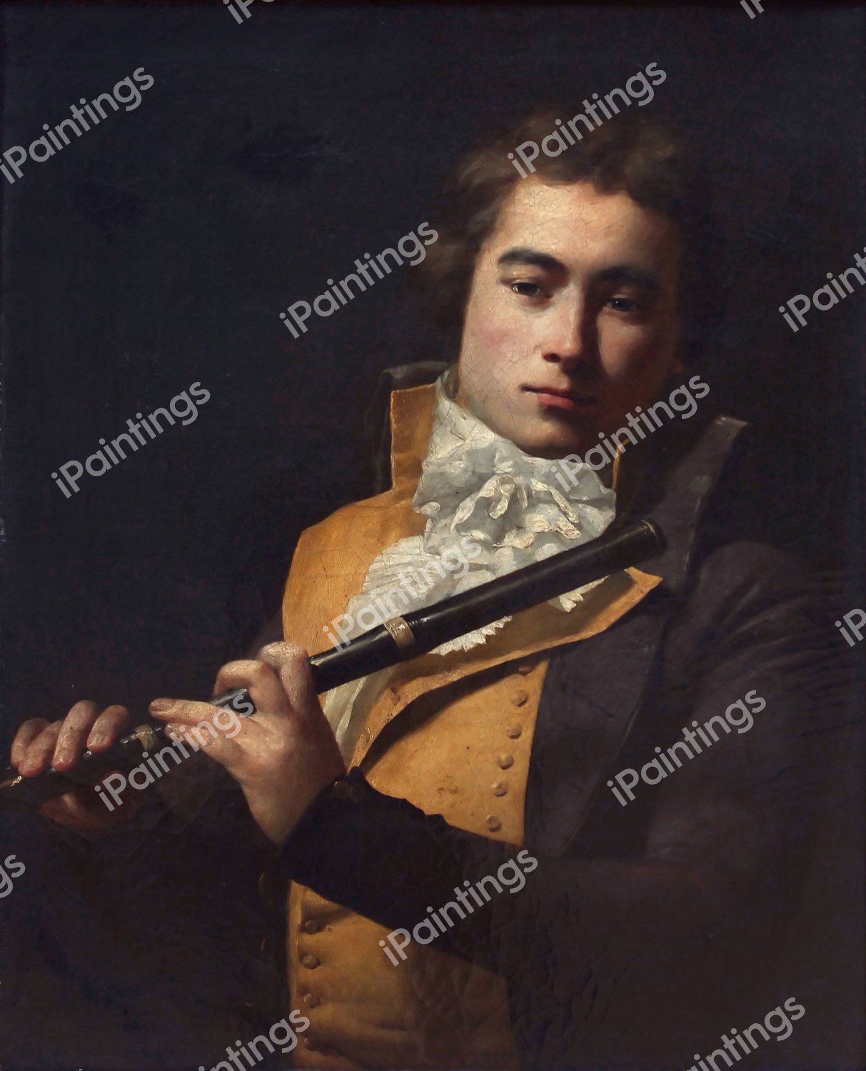 Portrait of the Flutist Francois Devienne. The painting by Jacques-Louis David
