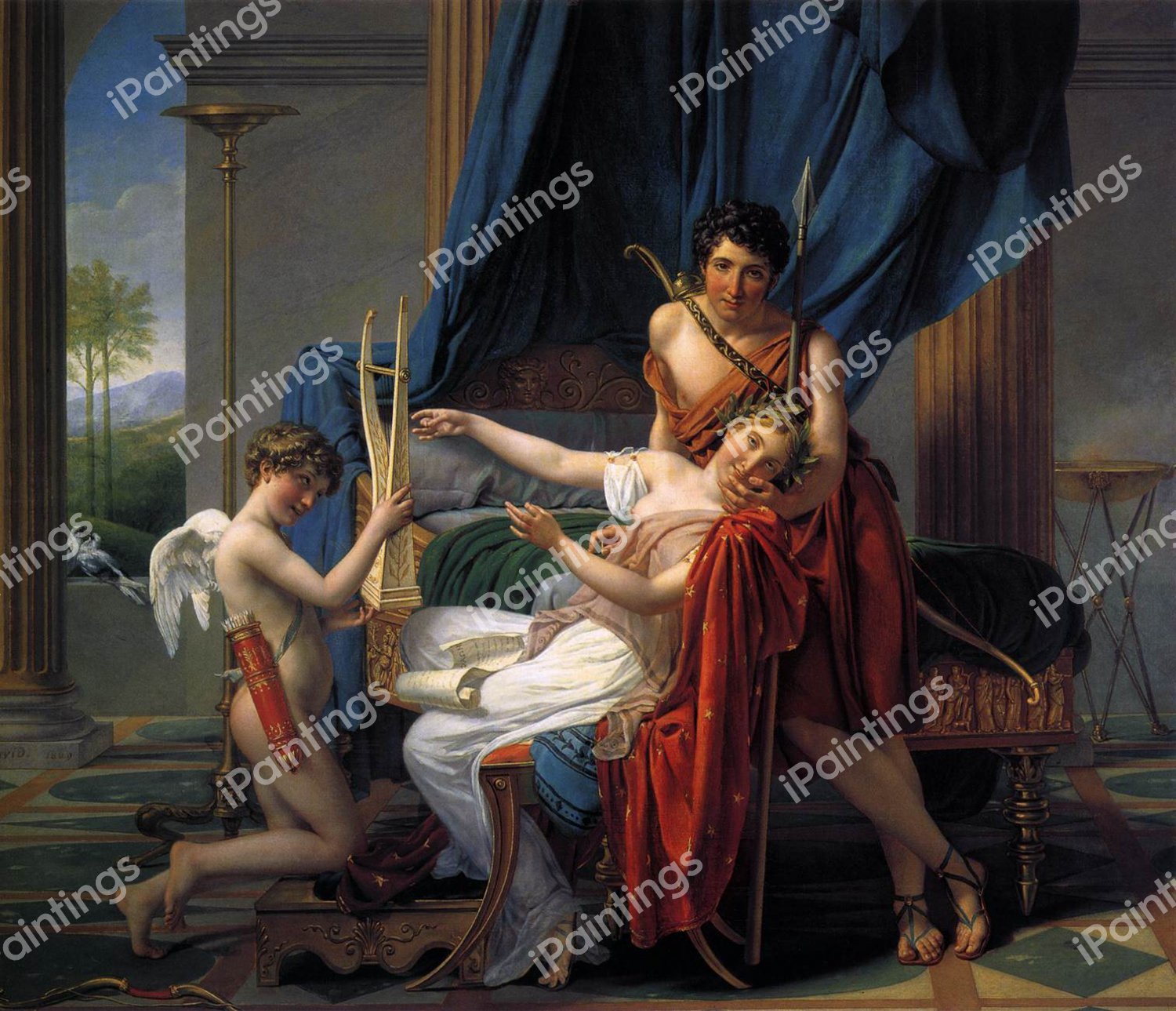 Sappho and Phaon. The painting by Jacques-Louis David