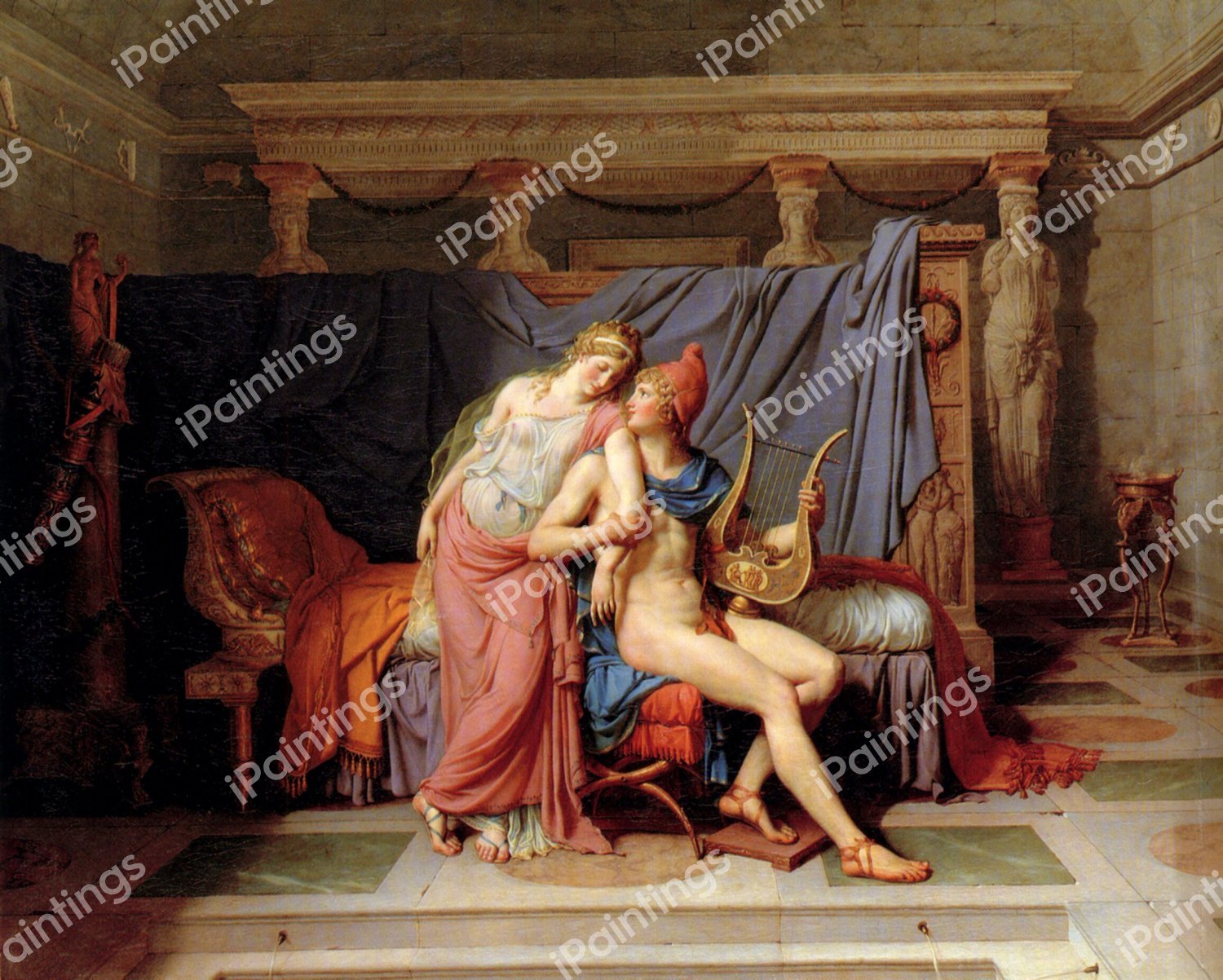 The Courtship of Paris and Helen. The painting by Jacques-Louis David