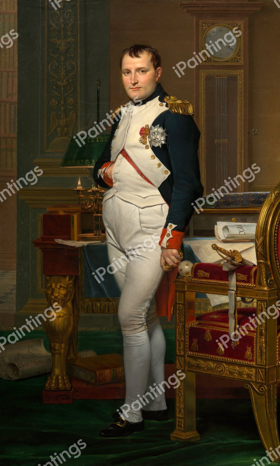 The Emperor Napoleon in His Study at the Tuileries. The painting by Jacques-Louis David