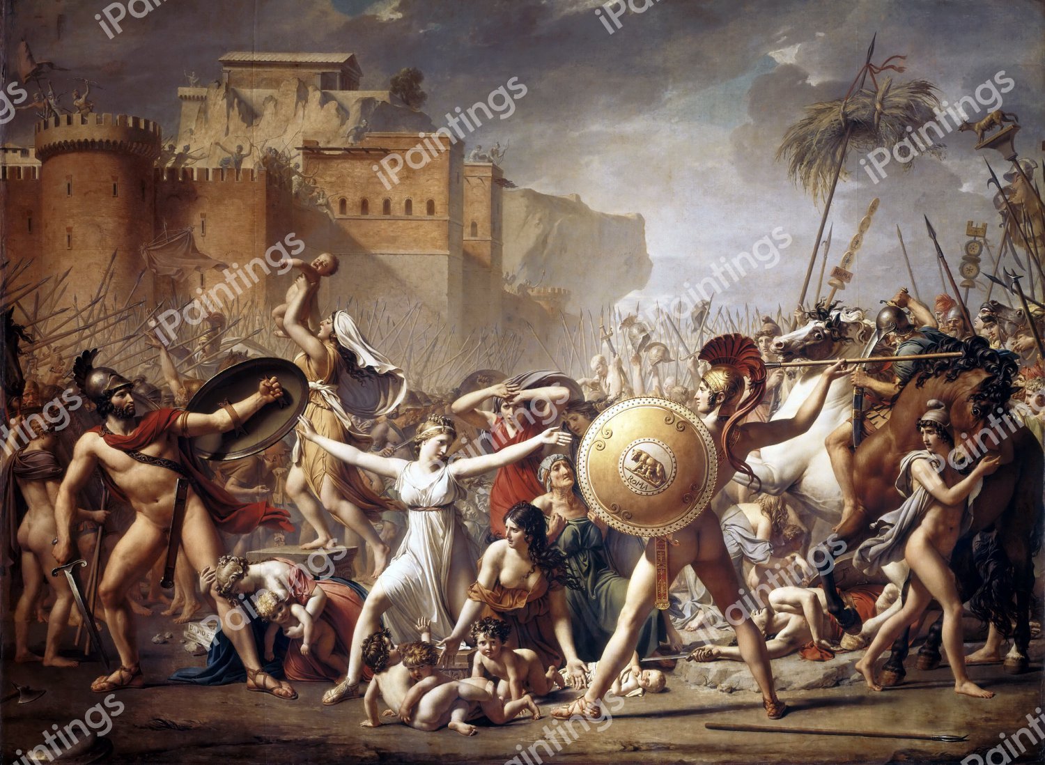 The Intervention of the Sabine Women. The painting by Jacques-Louis David