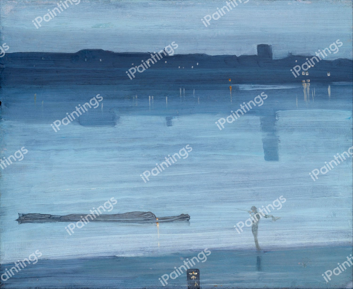 Nocturne in Blue and Silver: Chelsea. The painting by James Abbott McNeill Whistler
