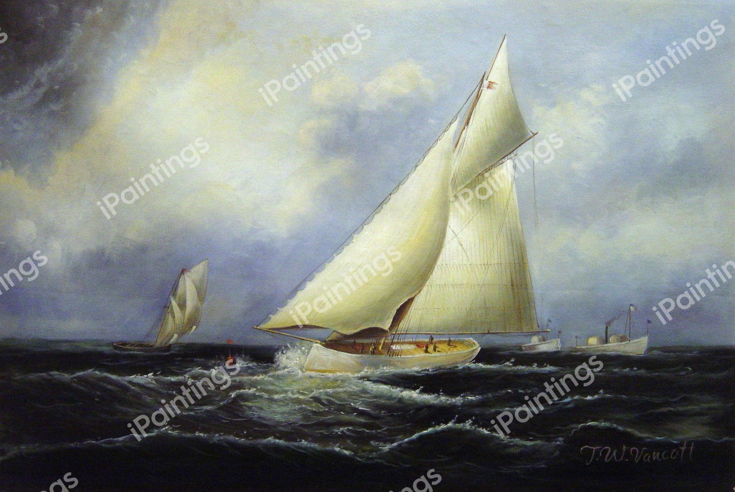 Puritan Leading Genesta, America's Cup. The painting by James Edward Buttersworth