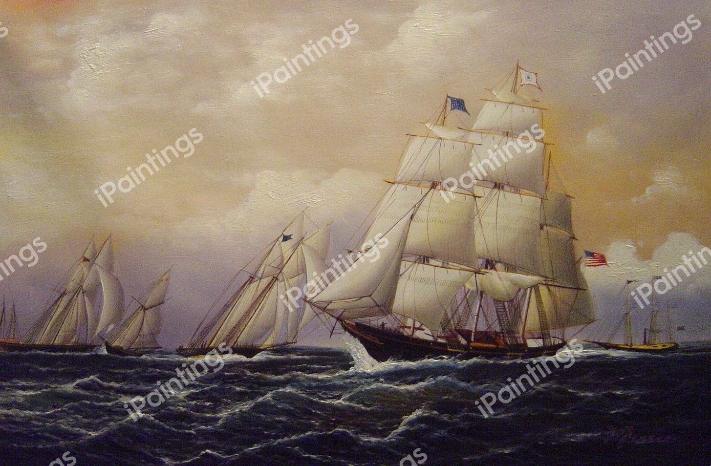 Racing Off Sandy Hook. The painting by James Edward Buttersworth
