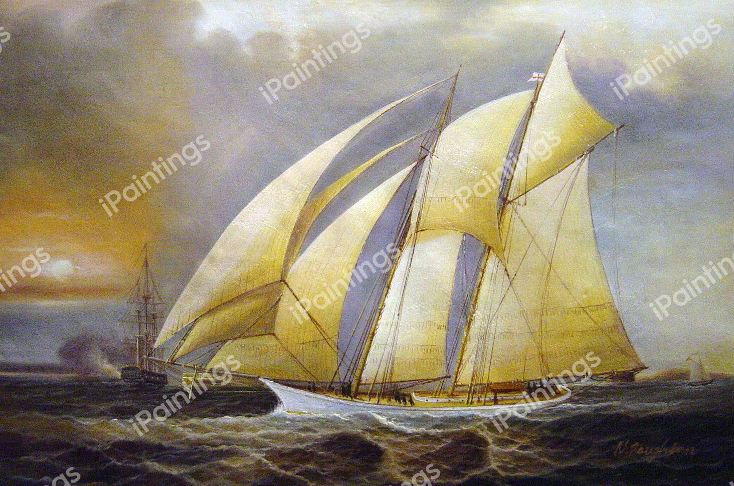 The Yacht Magic. The painting by James Edward Buttersworth
