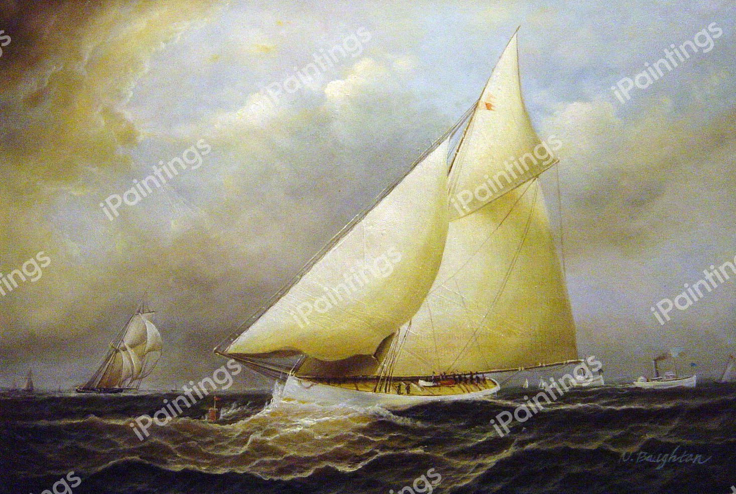 Yacht Race In New York. The painting by James Edward Buttersworth