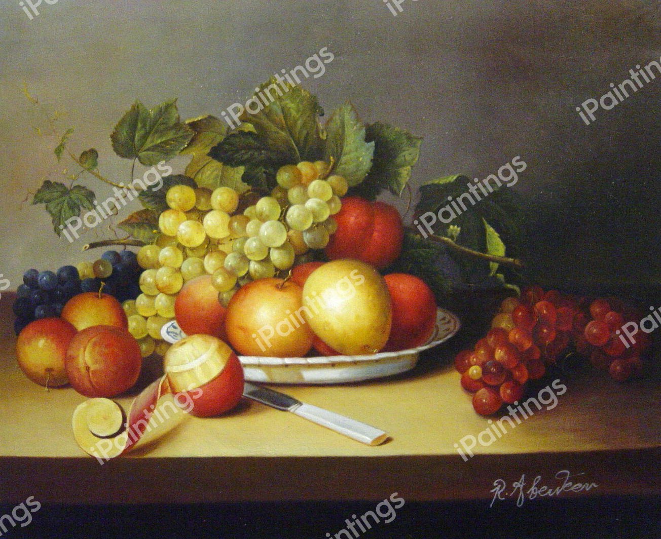 Fruit In A Basket. The painting by James Peale