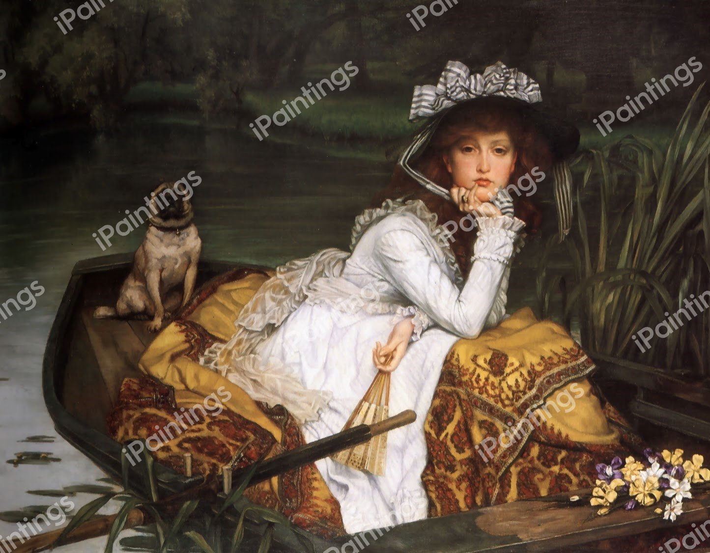 A Young Lady in a Boat. The painting by James Tissot
