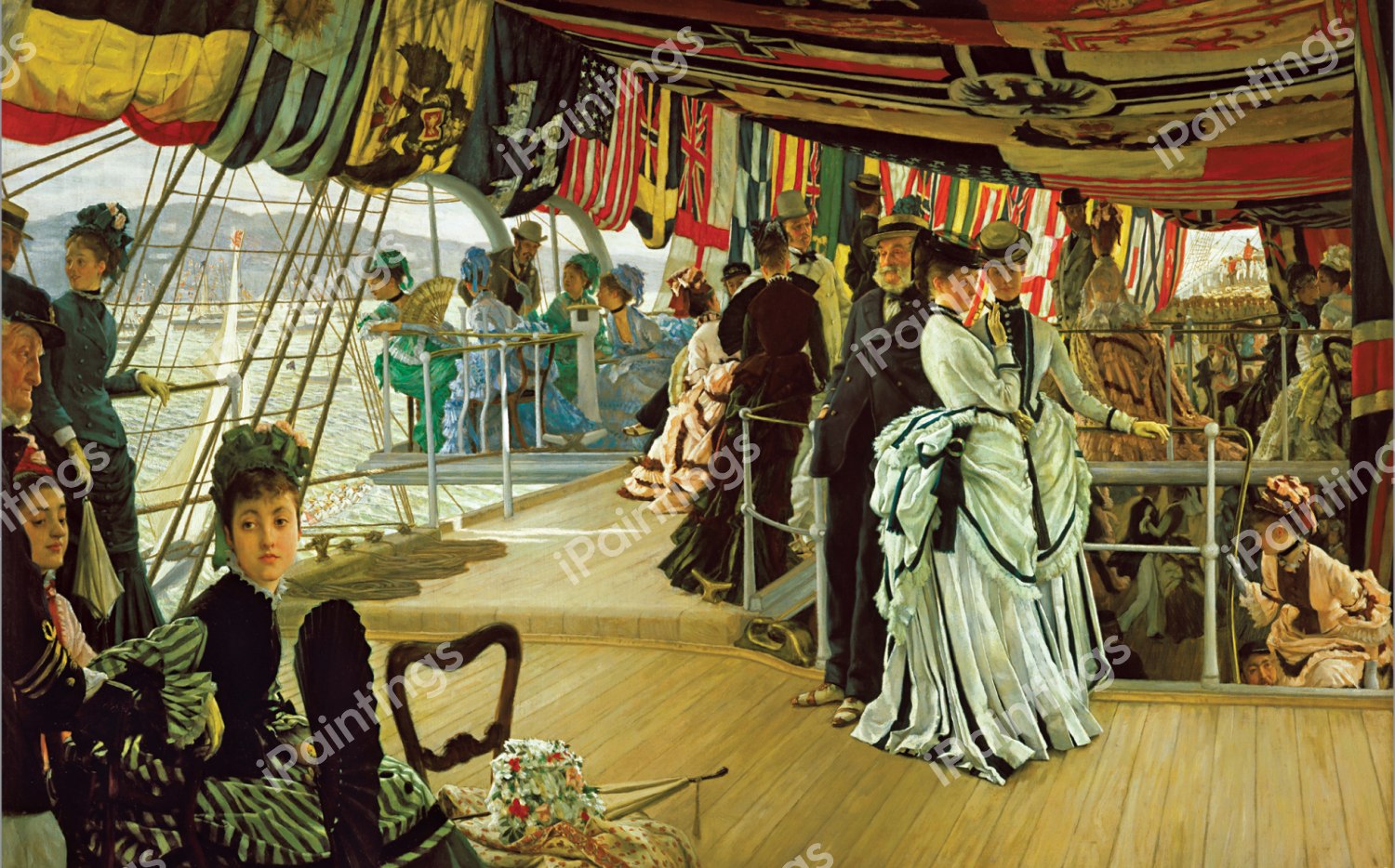At the Ball on the Shipboard. The painting by James Tissot