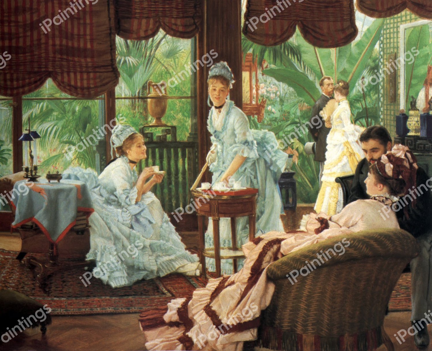 At the Conservatory. The painting by James Tissot
