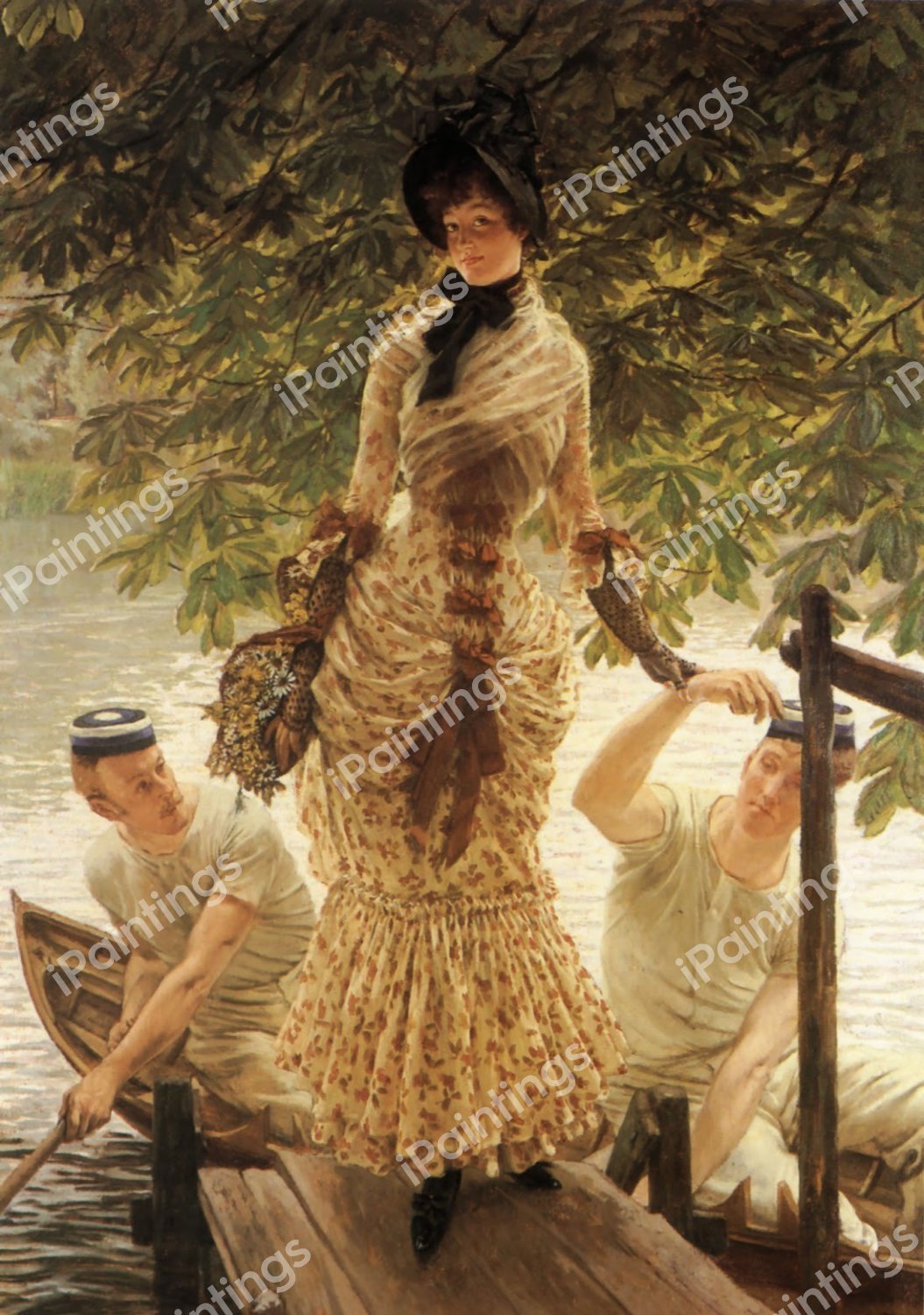 Boating on the Thames . The painting by James Tissot