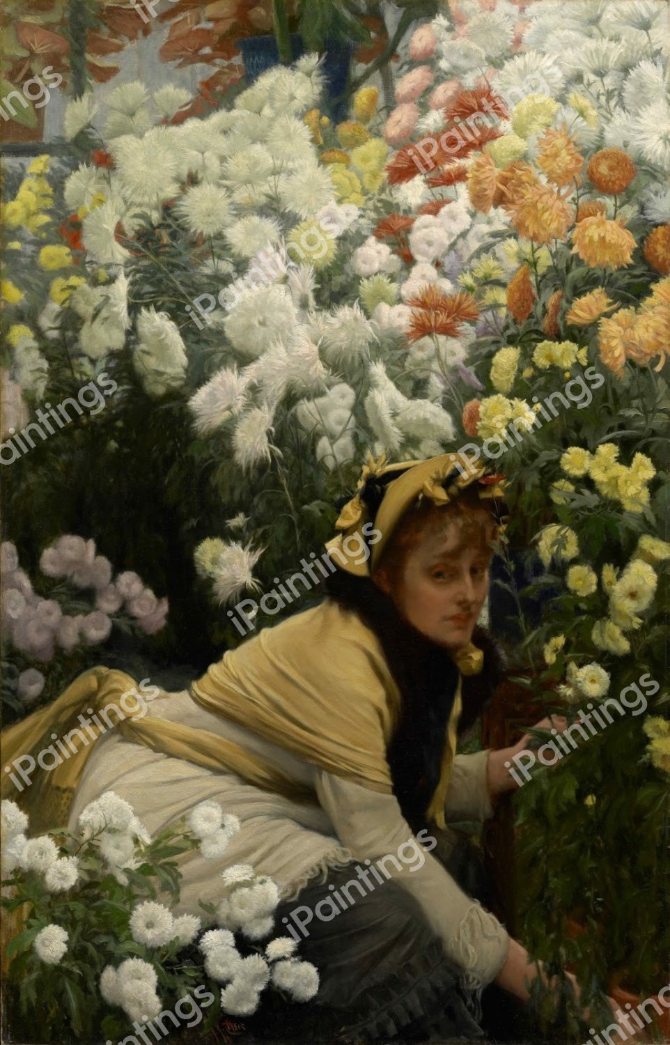 Chrysanthemums. The painting by James Tissot