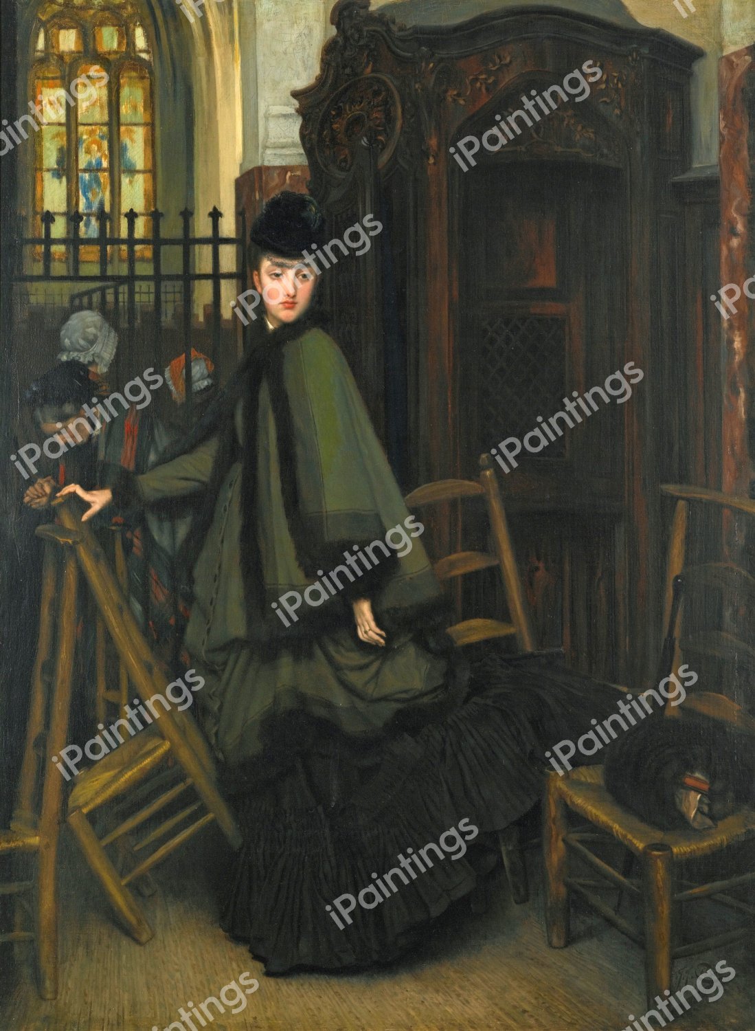 In Church. The painting by James Tissot