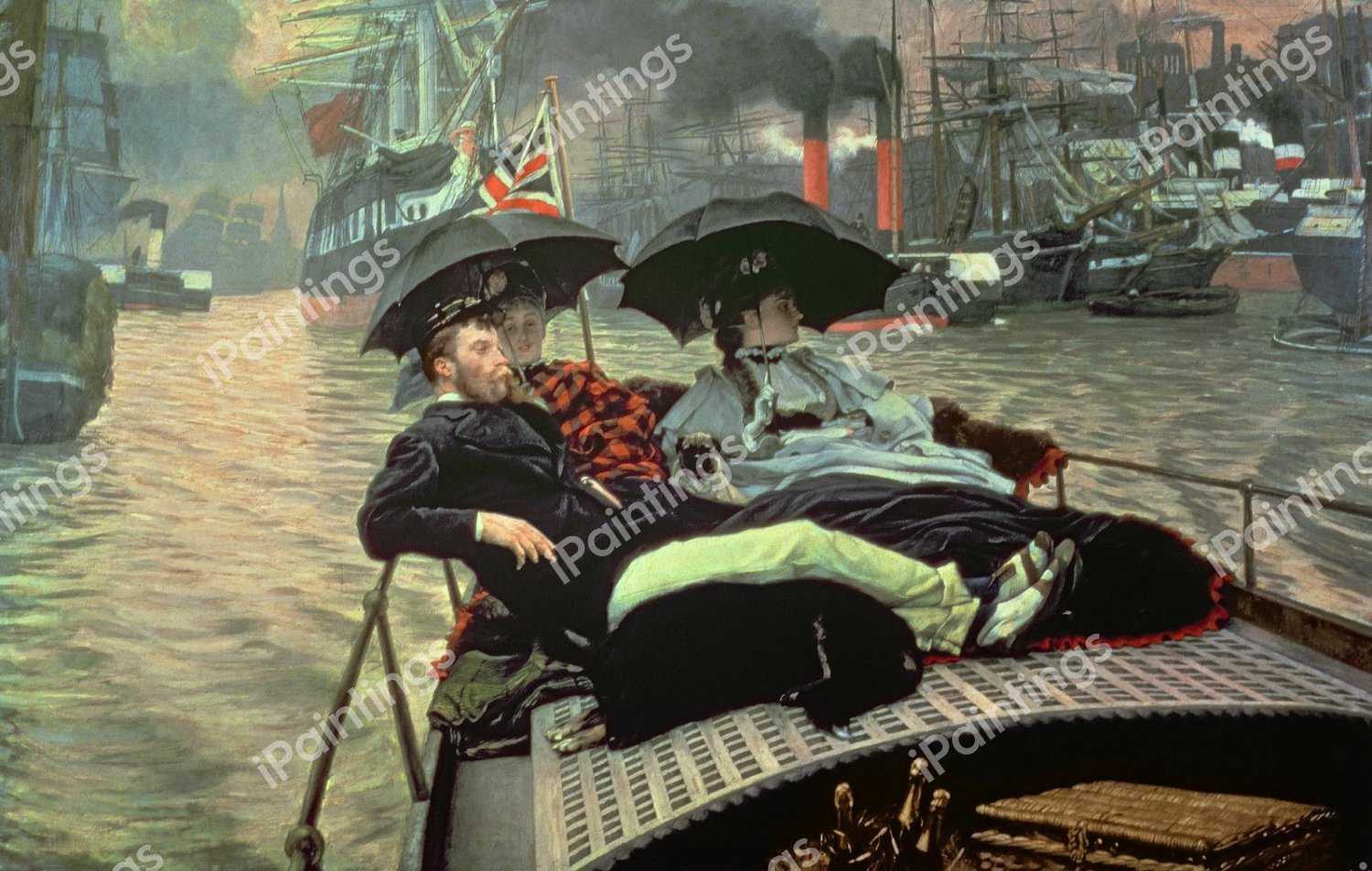 On the Thames 2. The painting by James Tissot
