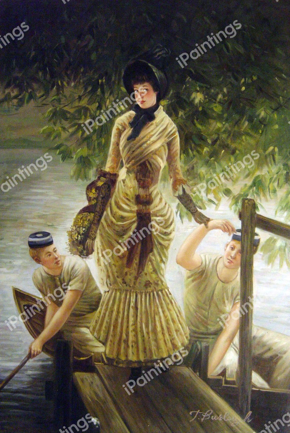 On The Thames. The painting by James Tissot