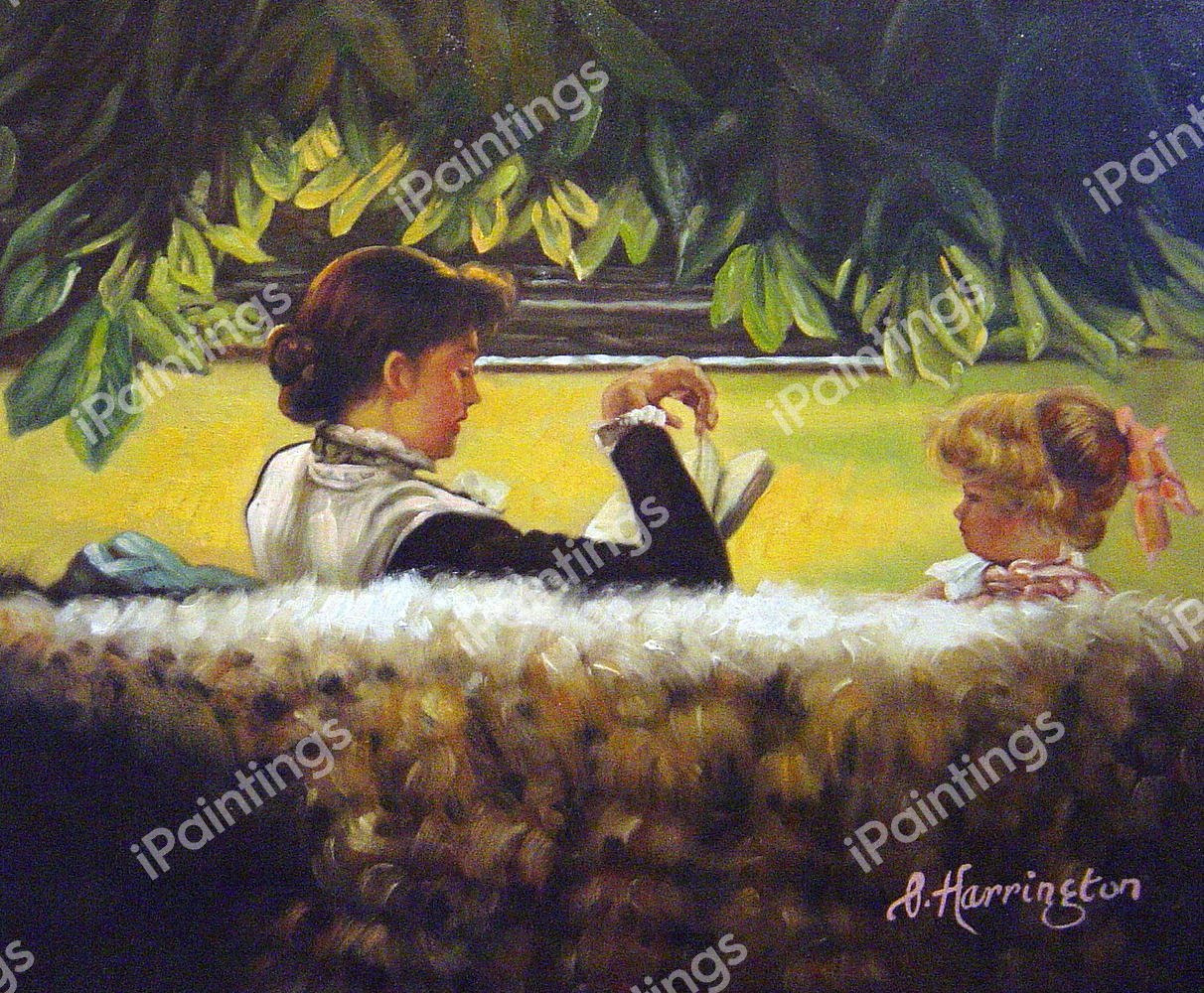 Reading A Story. The painting by James Tissot