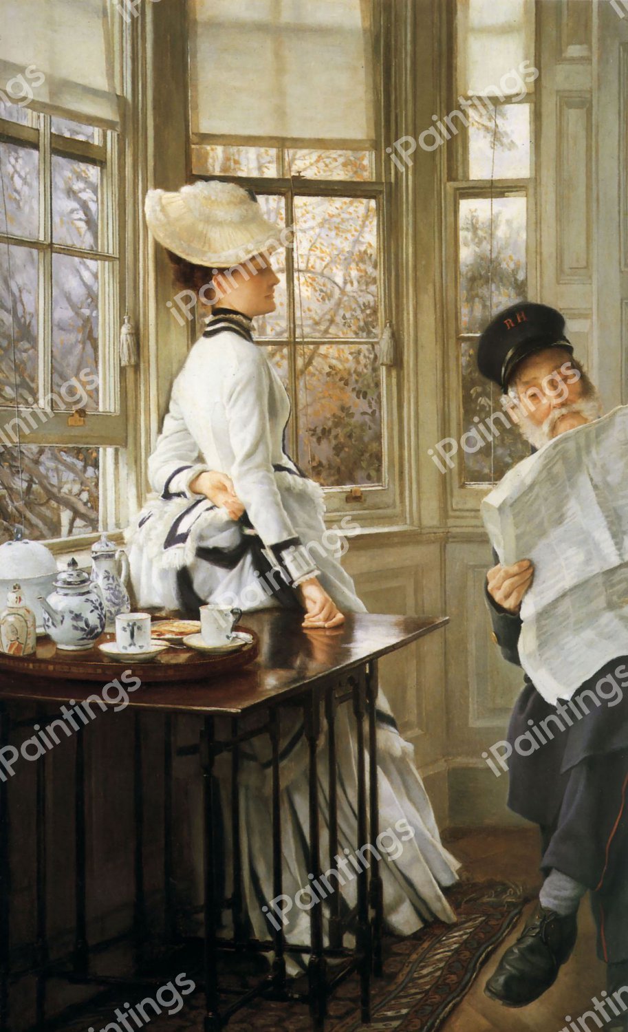 The Reading of the News. The painting by James Tissot