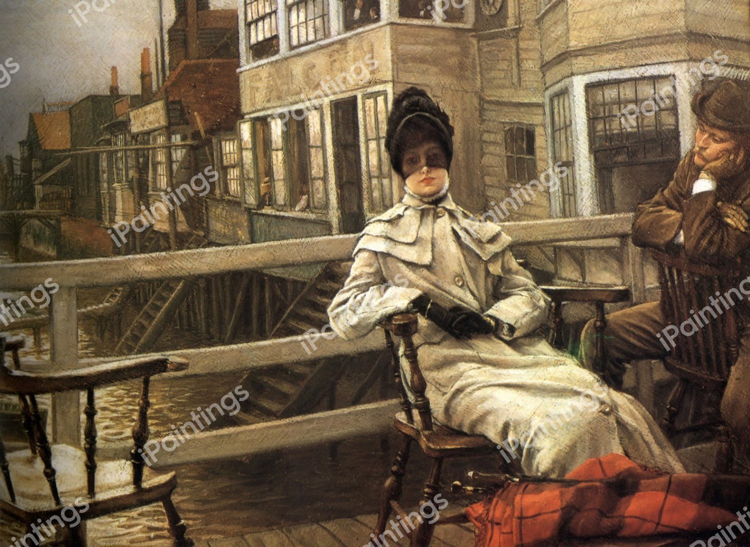 Waiting for the Ferry. The painting by James Tissot