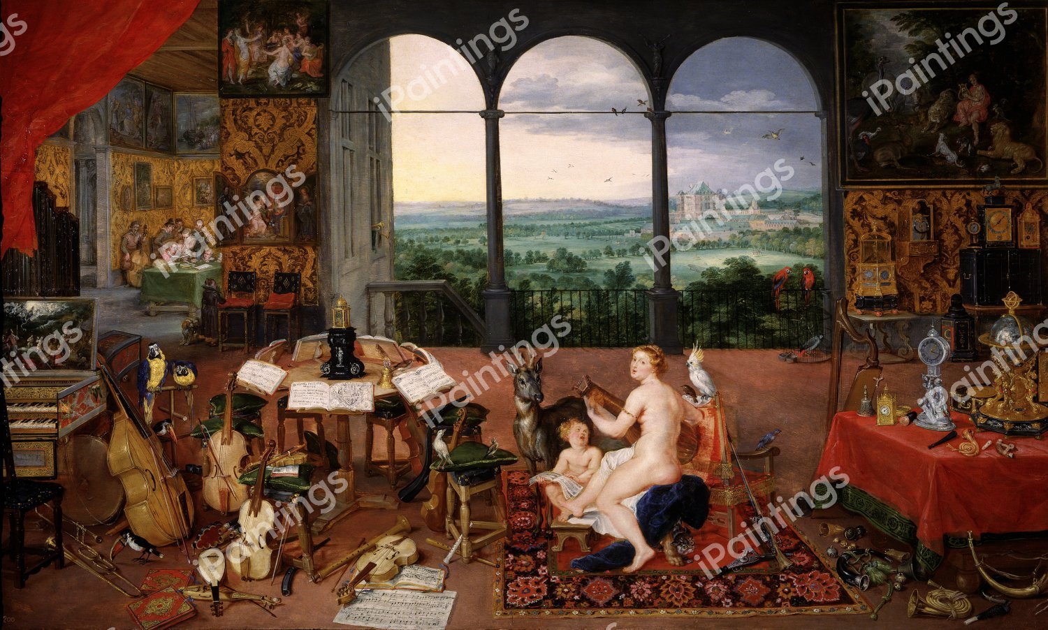Sense of Hearing. The painting by Jan Brueghel the Elder